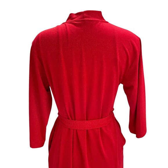 INC Red Sparkle Robe Nightgown Set XS Metallic Holiday Intimates Lounge Sleep - Picture 13 of 16